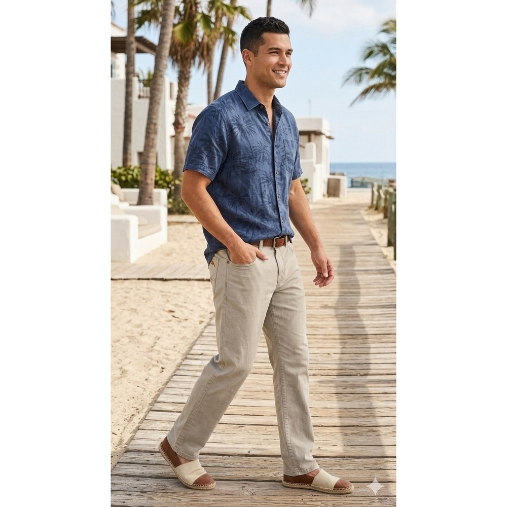 Tommy Bahama Men's Khaki 35x32 Montana Authentic Fit Chino Stretch Travel Casual